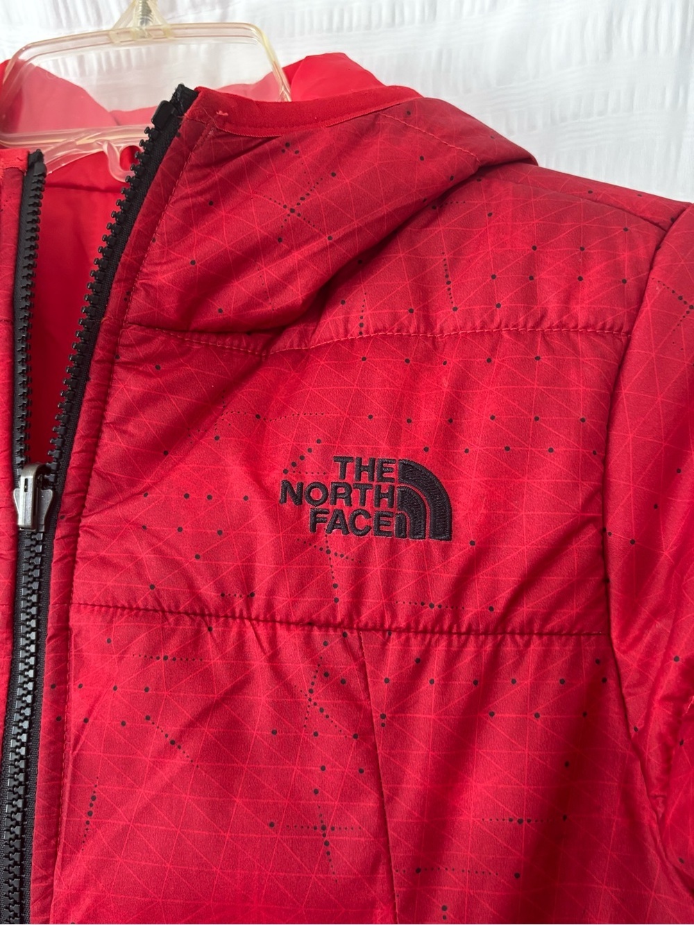 North Face Reversible Jacket Hooded Red on Red Sz Small - Picture 2 of 14